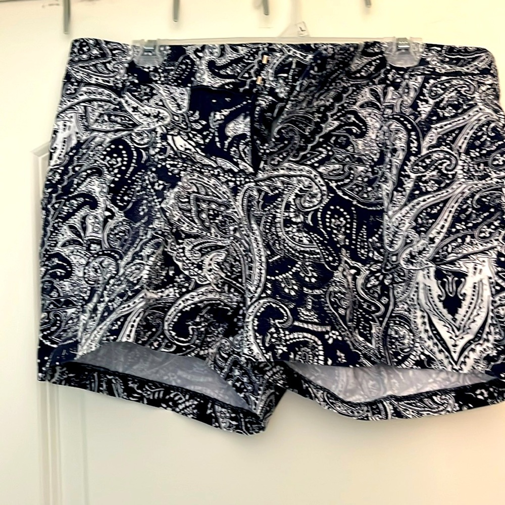 INC Size 10 navy/white paisley print 5” cotton shorts